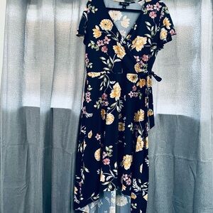BCX Black Floral High Low Dress